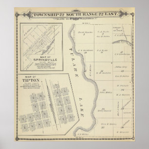 T22S R22E Tulare County Section Karta Poster