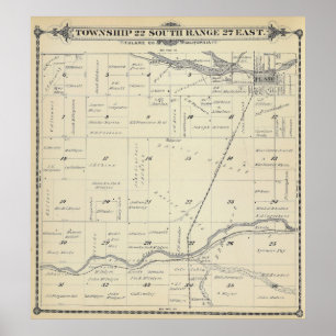 T22S R27E Tulare County delar upp kartan Poster