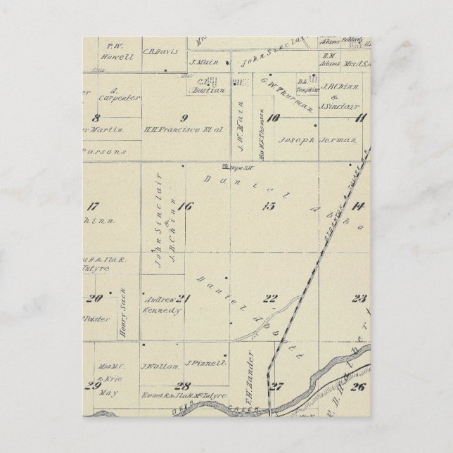 T22S R27E Tulare County Section Karta Vykort (Framsida)