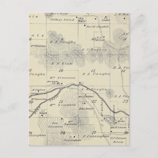 T22S R28E Tulare County Section Karta Vykort (Framsida)