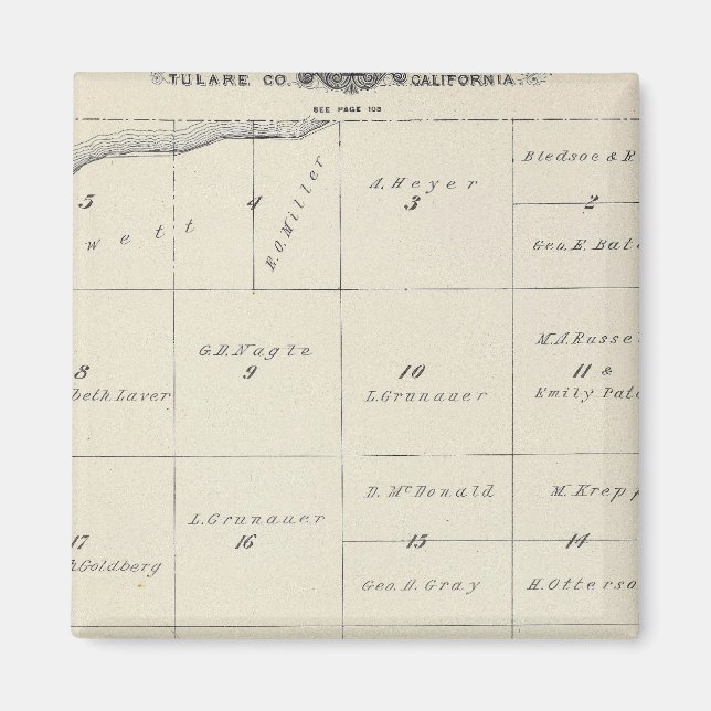 T23S R22E Tulare County Section Karta Magnet (Framsidan)