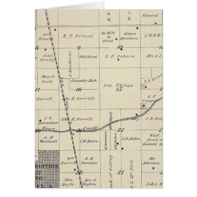 T23S R25E Tulare County Section Karta Hälsningskort (Framsidan)