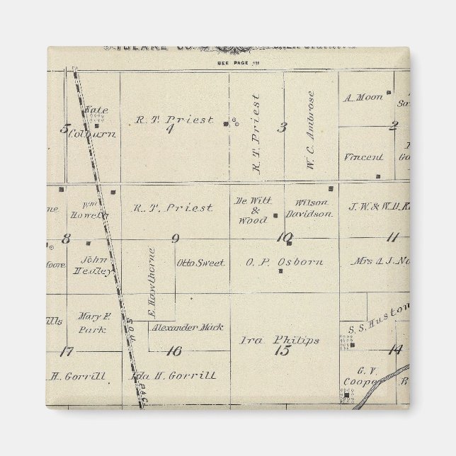 T23S R25E Tulare County Section Karta Magnet (Framsidan)