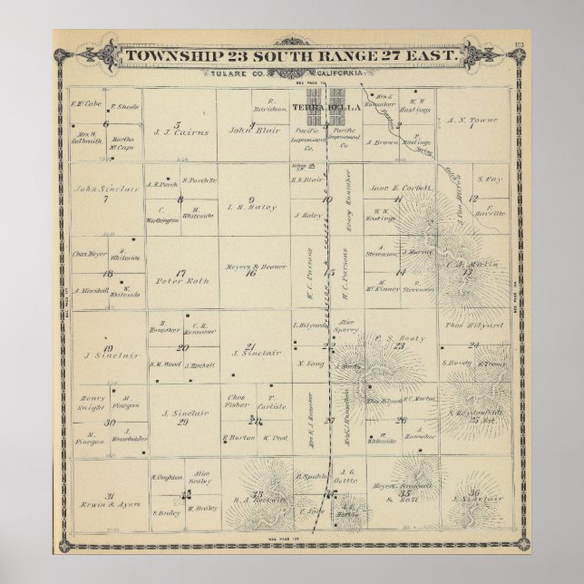 T23S R27E Tulare County Section Karta Poster (Framsidan)
