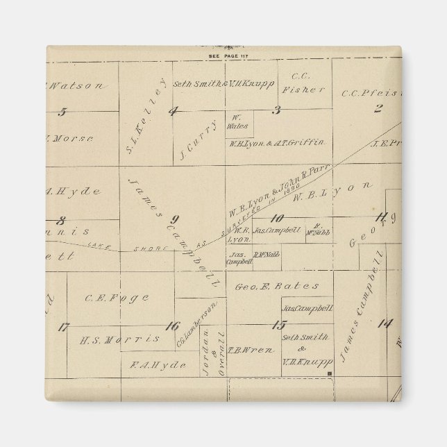 T24S R22E Tulare County Section Karta Magnet (Framsidan)