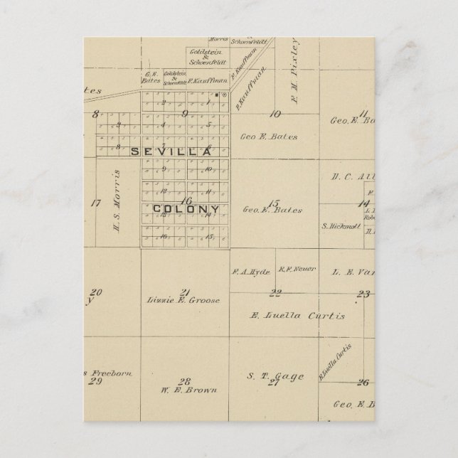 T24S R23E Tulare County Section Karta Vykort (Framsida)