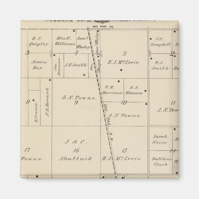 T24S R25E Tulare County Section Karta Magnet (Framsidan)