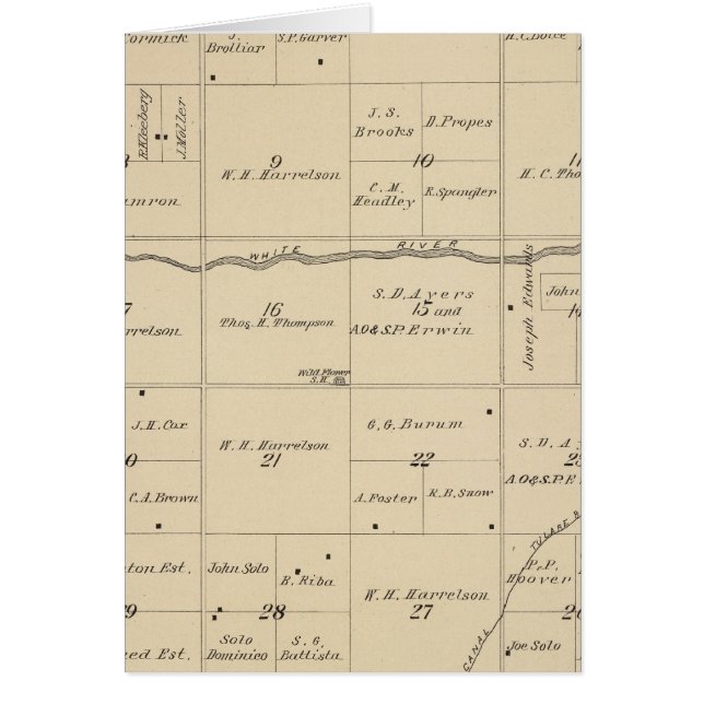 T24S R26E Tulare County Section Karta Hälsningskort (Framsidan)