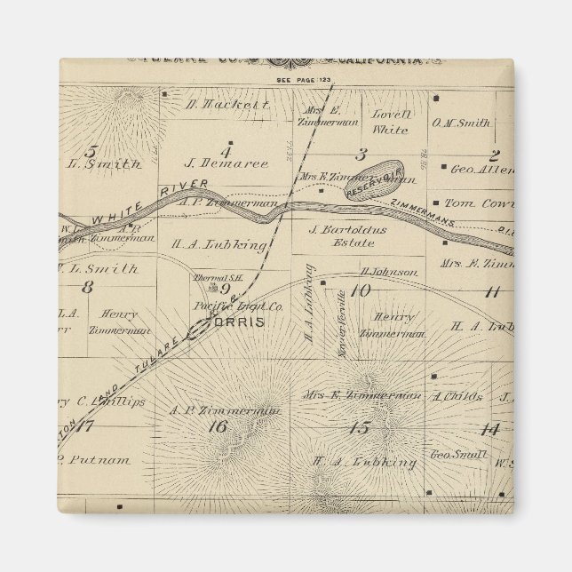 T24S R27E Tulare County Section Karta Magnet (Framsidan)