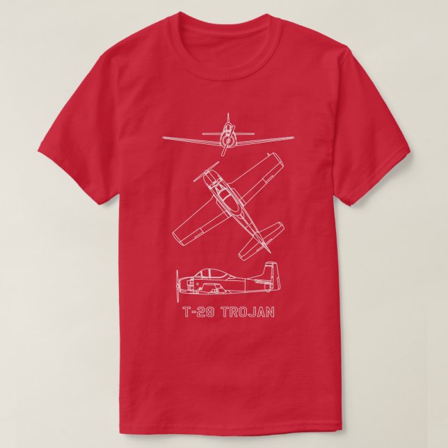T28 Trojan American Military Trainer Flygplan Blue T Shirt (Design framsida)