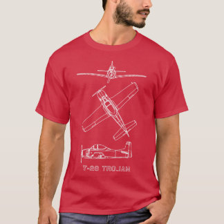 T28 Trojan American Military Trainer Flygplan Blue T Shirt