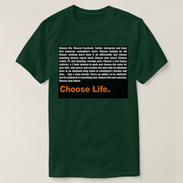 T2 Trainspotting Välj Life T Shirt (Design framsida)