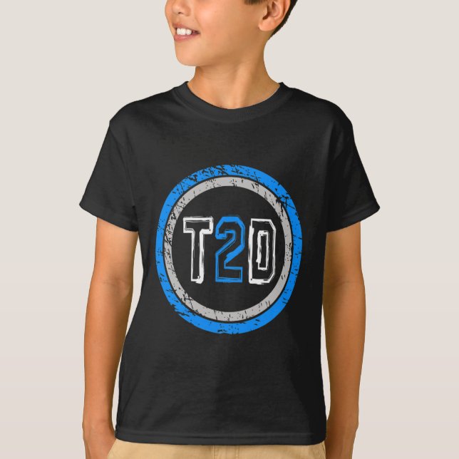 T2d Blå Emblem Typ 2 Diabetes Medvetenhet  T Shirt (Framsida)