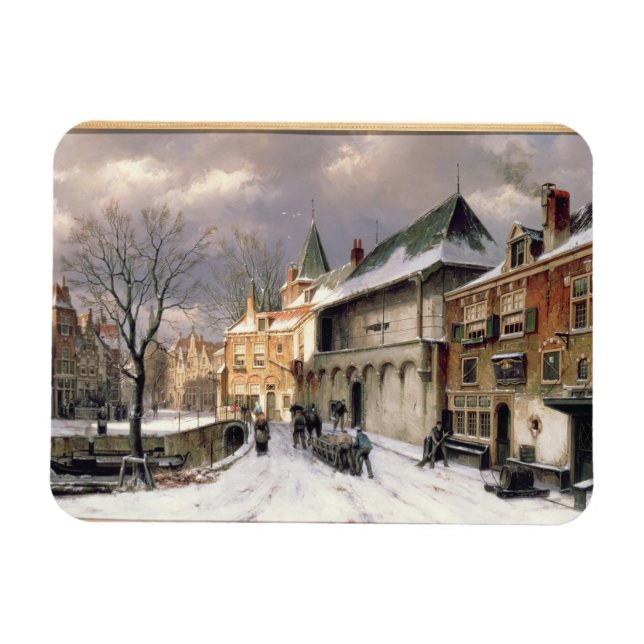 T3117 A View of a Dutch Town in Winter Magnet (Horisontell)