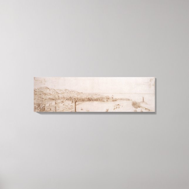 T31454 A Panoramic View of Livorno (penna & bläck) Canvastryck (Framsida)