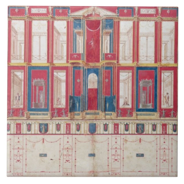 T31456 studie av en romersk Fresco, 1775 (w/c, Kakelplatta (Framsidan)