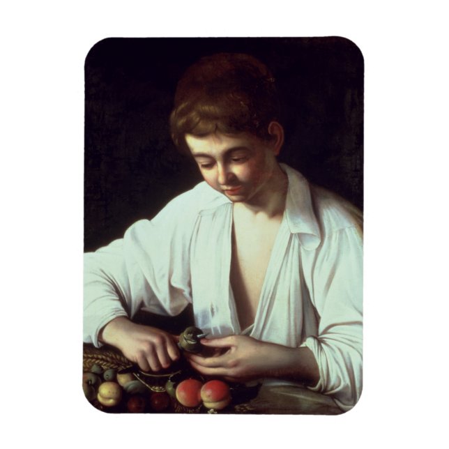T31971 A Young Boy Peeling an Apple Magnet (Vertikal)