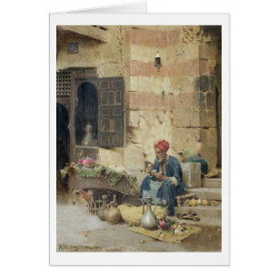 T32410 blommasäljare, 1891 (panelen) hälsningskort