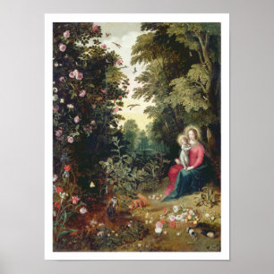 T32789 Madonnaen och barnet i en landskap (panel Poster