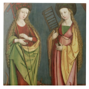 T32982 St Margaret av Antioch och St.-tro, c.15 Kakelplatta