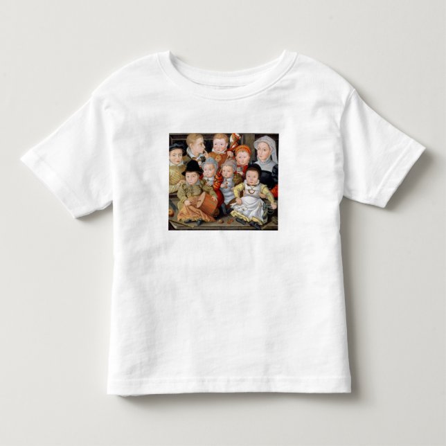 T3337 Porträtt i mor med sina åtta barn T-shirt (Framsida)