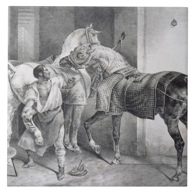 T34894 den engelska farrieren, 1822 (lithoen) kakelplatta (Framsidan)