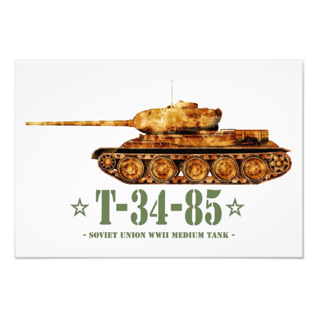 T-34-85 Andra världskriget Sovjetisk medeltung str Fototryck (Framsidan)