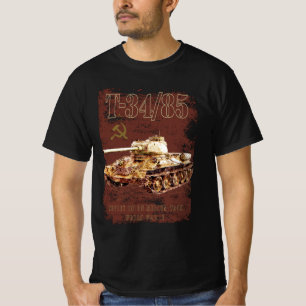 T-34-85 Sovjetunionen Medium Tank of WWII and Flag T Shirt
