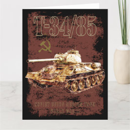 T-34-85 Sovjetunionen Medium Tank of WWII and Flag Tack Kort