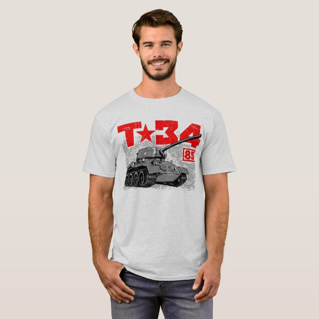 T-34-85 Sovjetunionens medelstora tank T Shirt (Hel framsida)