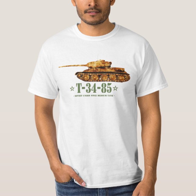 T-34-85 Världskrig Två sovjetiska medelstora Tanke T Shirt (Framsida)