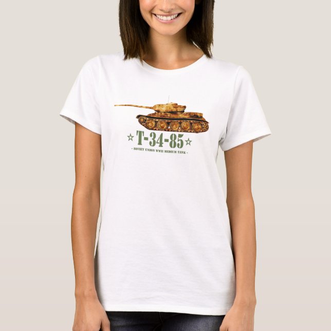 T-34-85 Världskrig Två sovjetiska medelstora Tanke T Shirt (Framsida)
