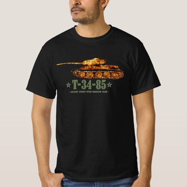T-34-85 Världskrig Två sovjetiska medelstora Tanke T Shirt (Framsida)