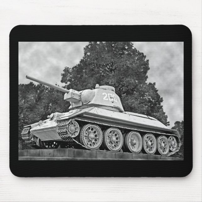 T-34 rysk tank, sovjetisk minnesmärke, Berlin - Musmatta (Framsidan)