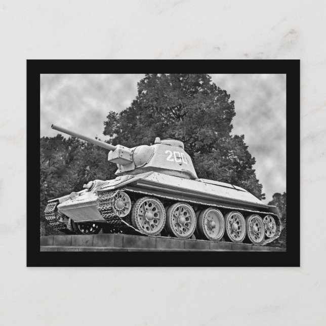T-34 Ryska Tanken,SovjetMemorial,Berlin - B&W(2) Vykort (Framsida)