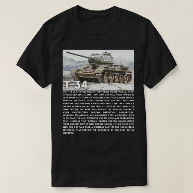 T-34 Sovjetisk Medeltung Stridsvagn T Shirt (Design framsida)