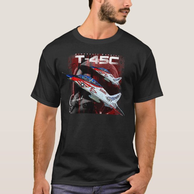 T-45C Goshawk Redhawks USAF Fighterjet T Shirt (Framsida)