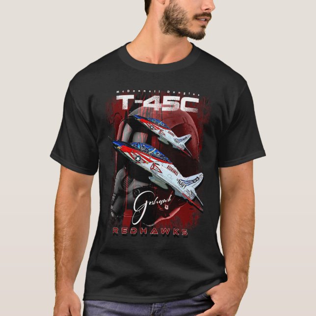 T-45C Goshawk Redhawks USAF Fighterjet T Shirt (Framsida)