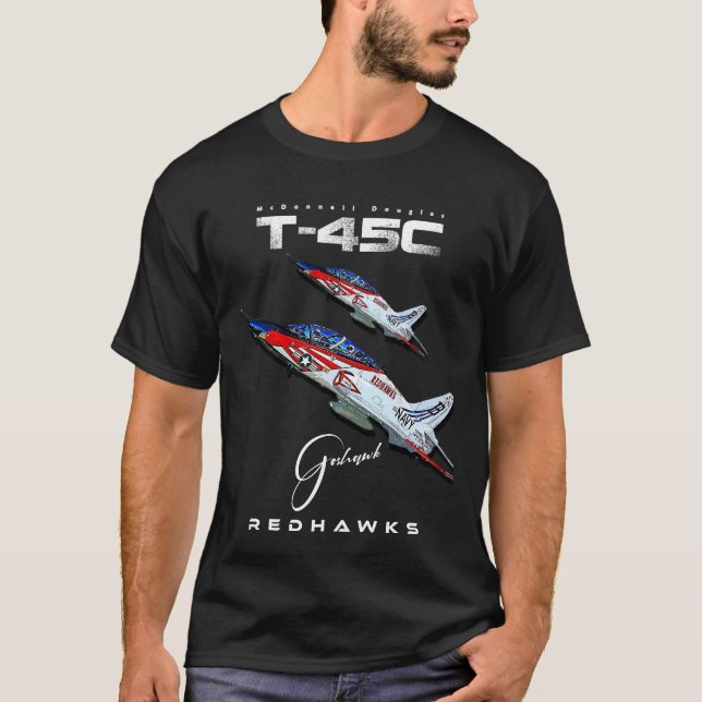 T-45C Goshawk Redhawks USAF Navy Training Aircraft T Shirt (Framsida)