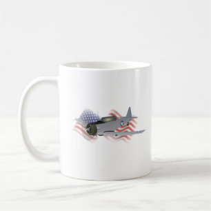T-6 Texan Trainer Aircraft med amerikansk Flagga Kaffemugg