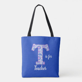 T är för Lärare Blue Tote Bag Tygkasse