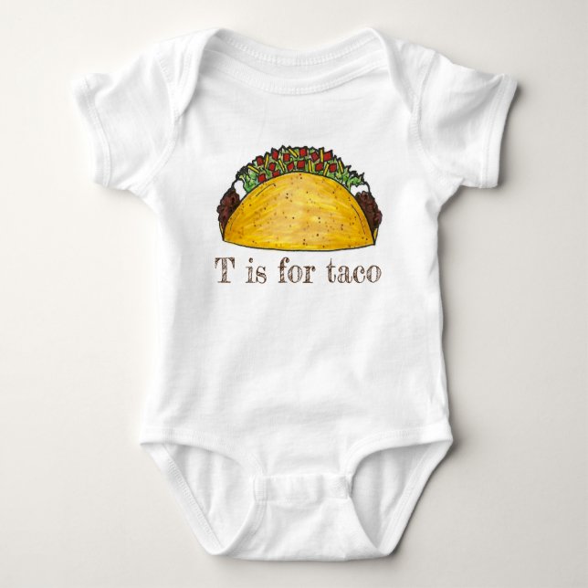 T är för Taco Mexican Food Alphabet Brev T Tee (Framsida)
