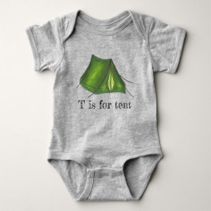 T är för Tält Grönt Camp Camping Tält Alphabet Tee Shirt