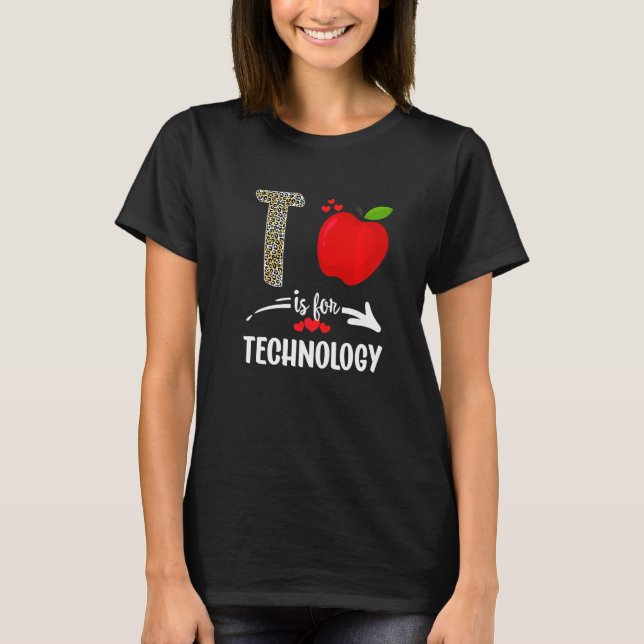 T är för teknikleopard Technology Teacher Sq Shirt (Framsida)