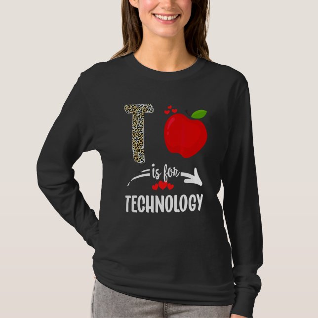 T är för teknikleopard Technology Teacher Sq Shirt (Framsida)