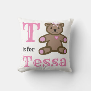 T är för Tessa bebis flicka Kastkudde Kudde
