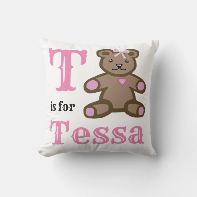 T är för Tessa flicka Dekorativ kudde (Framsida)