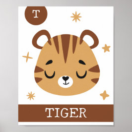 T är för Tiger, Förskola, Sovrum, Barnens Väggkons Poster