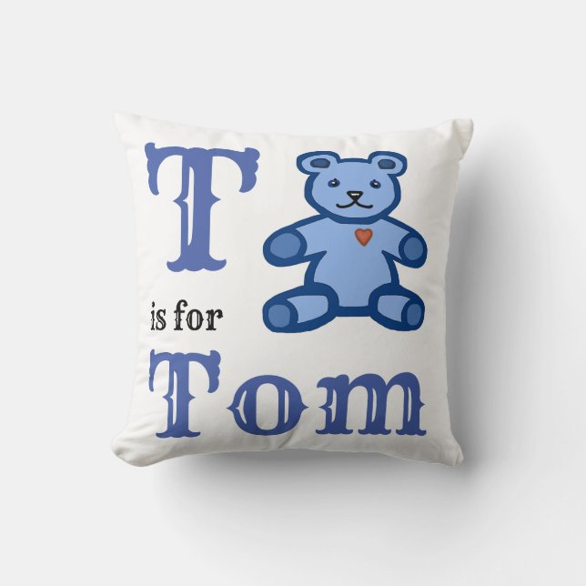 T är för Tom pojke baby kastkudde Kudde (Framsida)
