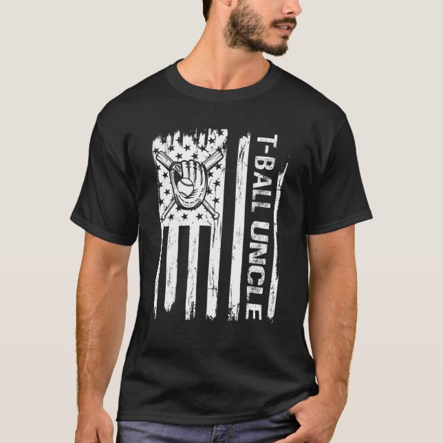 T Boll farbror USA flagga Far dag Baseball Teebal Shirt (Framsida)